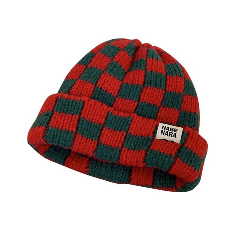 Keep warm in spring and autumn, big head circumference shows small face, knitted wool stacks hat woman