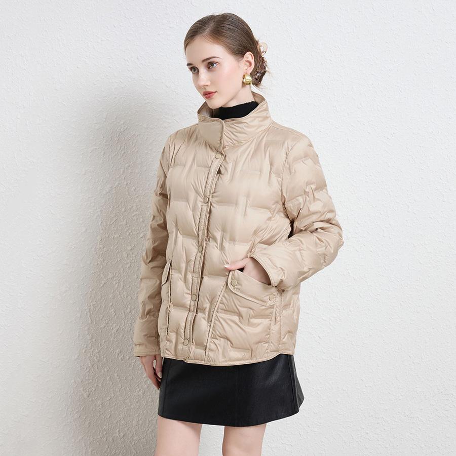 Winter new double-sided fashion pressed glue light down jacket women's short white duck down light warm jacket
