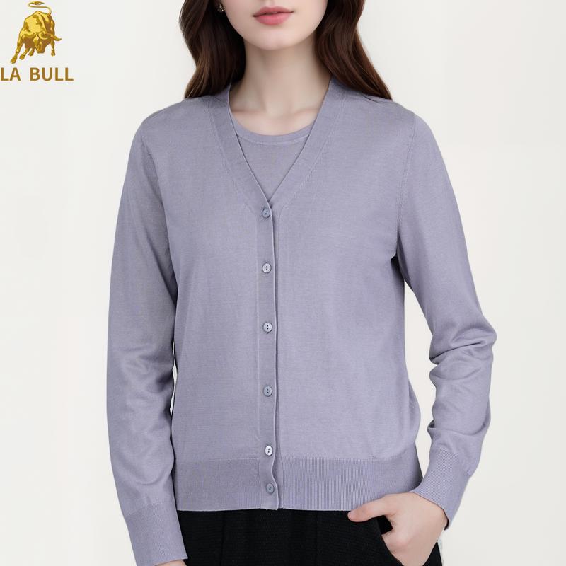 

LA BULL Women s V-Neck Knit Cardigan Sweater L