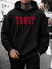 Men'S Hoodie, Halloween, Trust Blood Drip Graphic, Pullover Sweatshirt, Streetwear Gothic Style, Autumn Winter Casual Wear, Front Pocket And Drawstrin