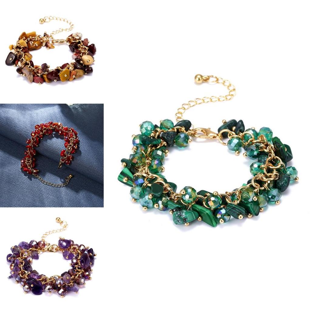 Geometric Crystal Beaded Hand Chain With Multicolor Stones For Travel Souvenir