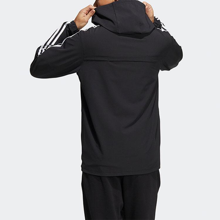 adidas Neo Striped Hooded Jacket Men Outerwear Black HD4670