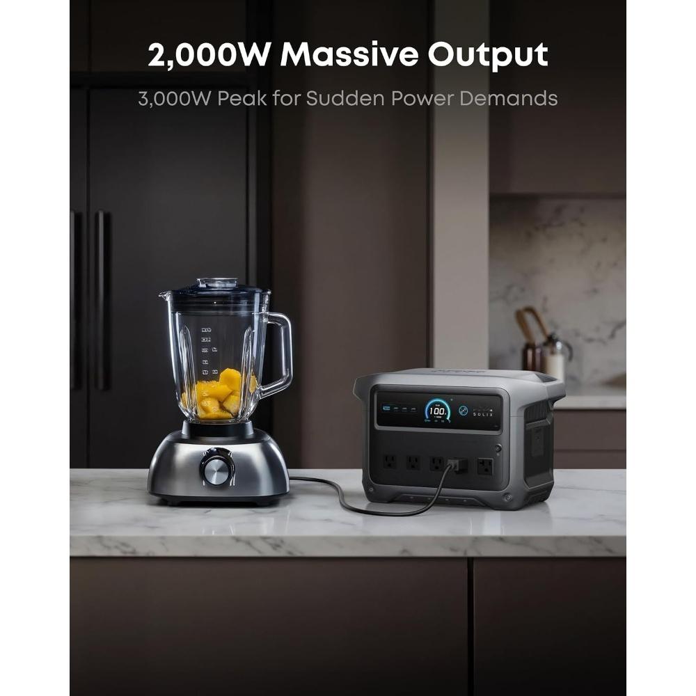 Portable Power Station 1024Wh 2000W Solar Generator LiFePO4 Battery Fast Charging for Camping UPS Emergency