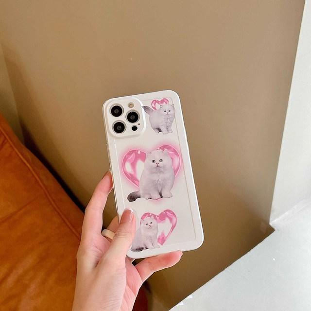 

Противоударный чехол для телефона с рисунком розовых кошек Ins, силиконовый мягкий чехол для Iphone X Xr Xsmax 14 Pro Max 12 Mini 11 13 Promax 8 7 Plus for iphone 13 mini