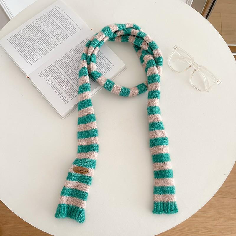 Handcrafted Knit Colorblock Scarf Unisex Japanese Minimalist Chic Wrap Warm Winter Accessory 170cm