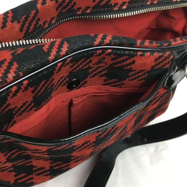 agnes b Mini Boston Handbag Red x Black Check Fabric Women’s Vintage Style(USED)