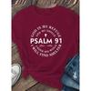 Women's Inspirational God is My Refuge Psalm 91 Printed T-Shirt Soft Stretch Short Sleeve Crew Neck Casual Tee