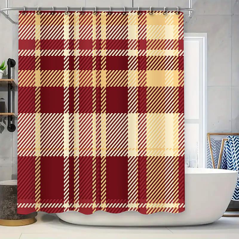 

Modern Plaid Waterproof Shower Curtain Water Resistant Fabric For Bathrooms Decor In Multiple Colors! W60H190(CM)-1 Pcs