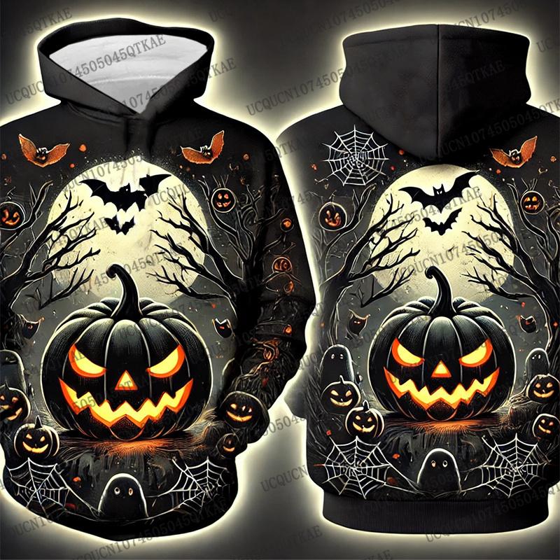 

2025 Halloween Hoodie Autum Winter Men Women Oversize Casual Sweatshirt Pumpkin Skeleton 3D Print Unisex Pullover Hoodies S