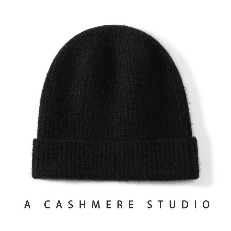 Autumn and Winter Popular% Cashmere Hat Women's New Winter Knitted Hat Warm Ear Protection Versatile Wool Bag Head Hat