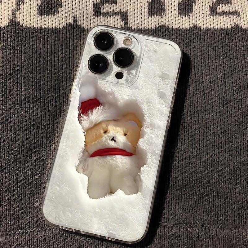 

Christmas Santa Bear Snow Clear Pattern Design Protective Cover for iPhone 17 16 15 14 13 12 11 16E Series Pro Max Plus iphone 12 Pro