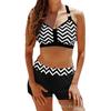 2025 Cross-border Flat-leg Halter Print Slimming Bikini Set