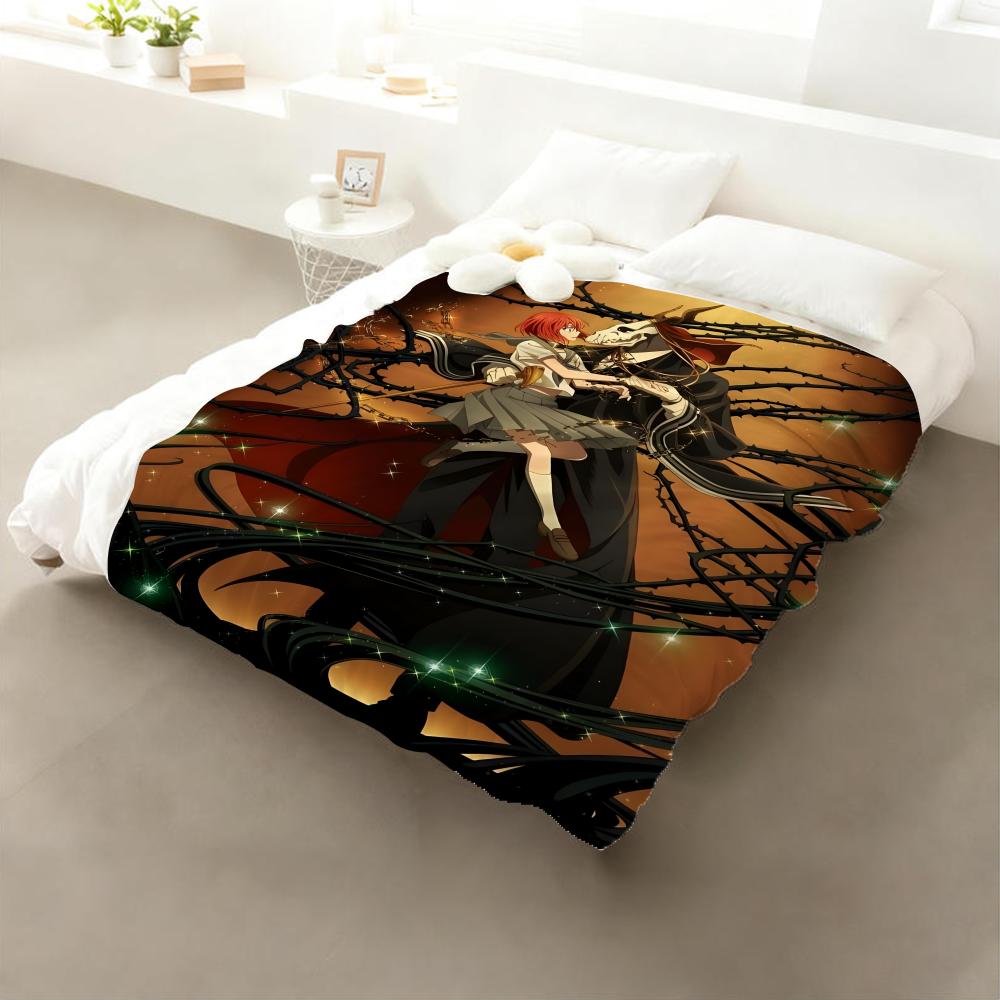 

Anime The Ancient Magus Bride Throw Flannel Throw Blanket: Soft Kid-Friendly Warm Anti-Static All Season Washable Couch 75x90cm