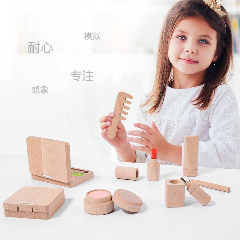Wooden Children'S Play House Makeup Fun Simulation Toys Girls Cosmetics Dressing Gifts