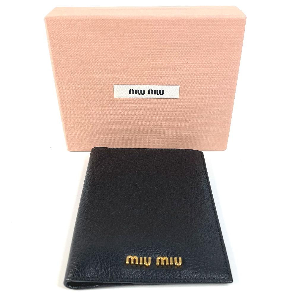 MIUMIU 5MD001 Business Card Holder Pass Case logo Bifold Stationery Card Case