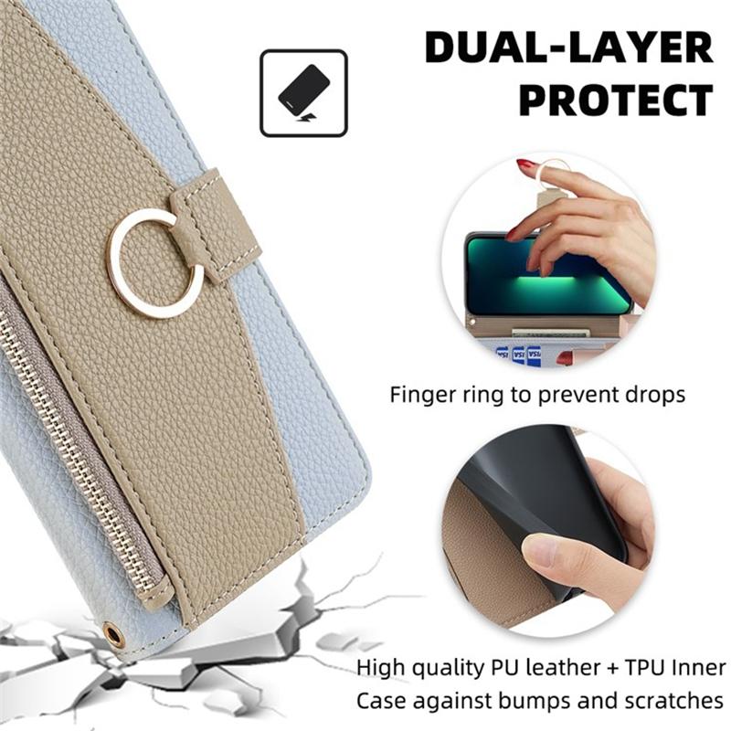 For Xiaomi Civi 4 Pro 5G/14 Civi 5G Leather Case Zipper Wallet Stand Phone Cover with Mirror Function