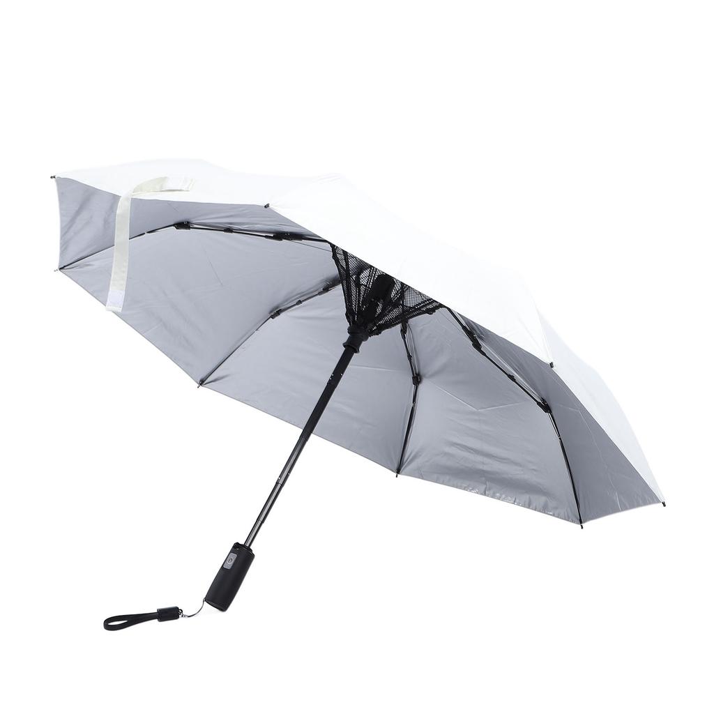 Sonnenschirm mit eingebautem Lüfter, wiederaufladbar, tragbar, Sicherheitsnetz, UPF 50, für