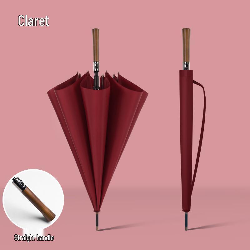 Extra Large Solid Wood Golf Umbrella with Automatic Long Handle—Customizable Logo