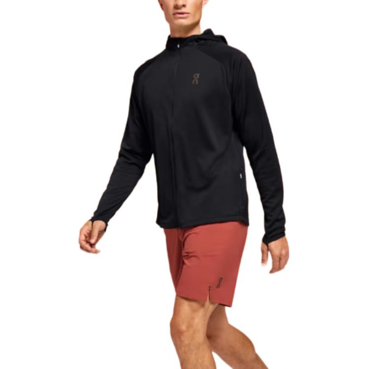 On Climate Zip Hoodie Teplá mikina s kapucí odvádějící pot s dlouhým rukávem Pánská bunda Černá 1ME10250553