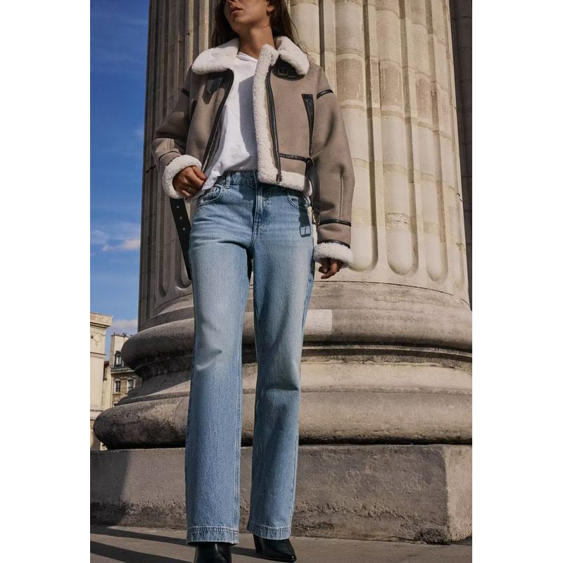 Fall and Winter New Arrival Fur Lapel Motorcycle Clothing Thickened Heattech Double-Sided Short Jacket 8073235