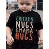 European Sizes Chicken Nugs & Mama Hugs" Boys' T-Shirt - Cute Summer Casual Tee with Letter Print, Soft Polyester