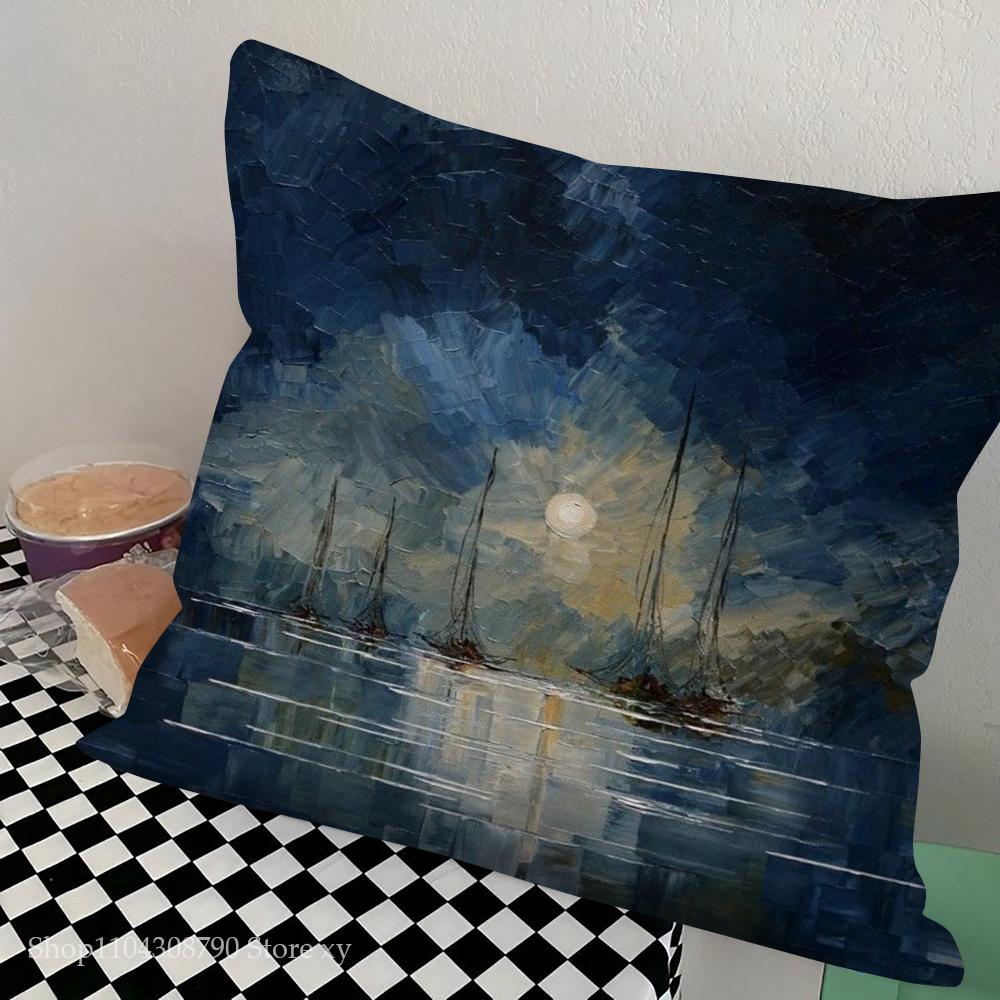 1pc Claude Monet Pillow Case Square Bedroom Sofa Leisure Comfort Cushion Car Living Room Home Decoration