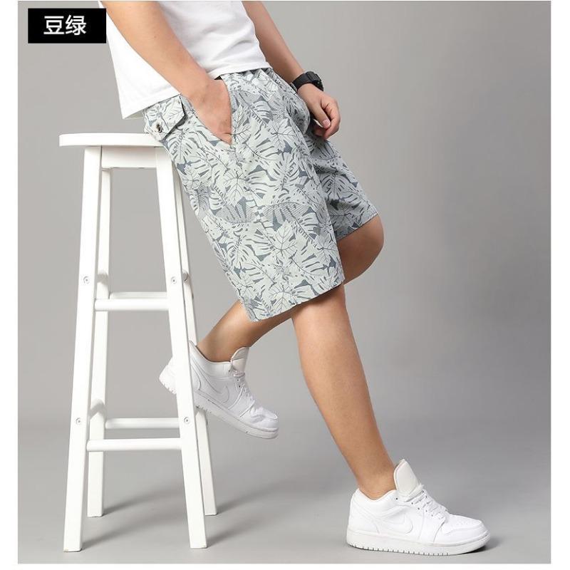 

Men s Tropical Leaf Pattern Casual Shorts Button Pocket Lightweight Breathable Summer 5XL зелений
