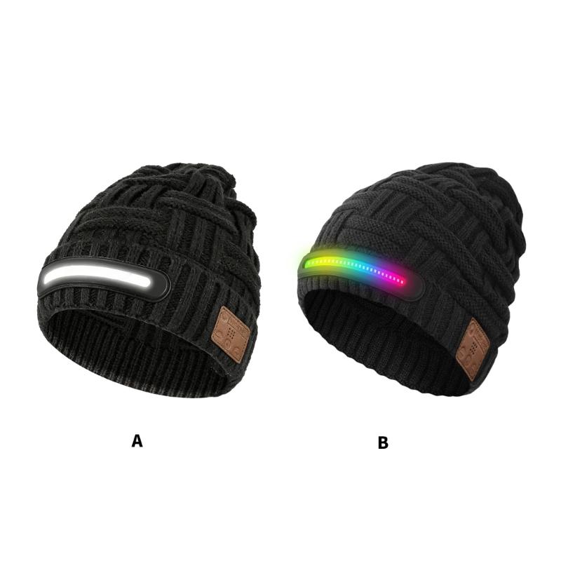High Visibility LED Music Hat with Connectable Music Headphone Rechargeable Cap for Night Activity Safety Winter Warmth