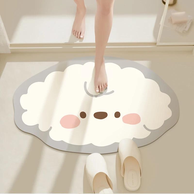 Lovely Milk Cow Shape Bathroom Doormat, Soft Plush Non-slip Absorbent Mat, Washable Rug For Cute Style Home Indoor Decor