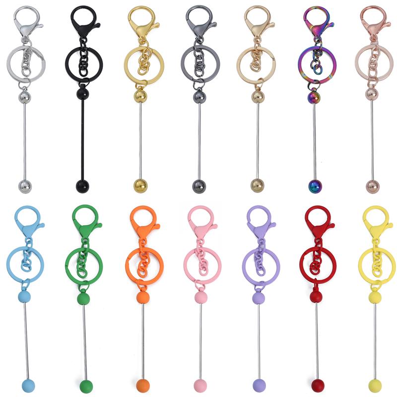 1 Satz ausgefallener DIY-Schlüsselanhänger mit Perlen, passend für große Lochperlen für Frauen und Mädchen, DIY-Schlüsselanhänger, Schmuckherstellung