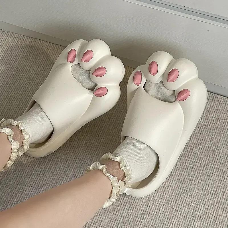 Fashion Fashion Couple Slippers Lightweight EVA Soft Sole Slipper Women Cute Cat Paw Claw Slippers Comfort Home Couple Slides Flip Flops