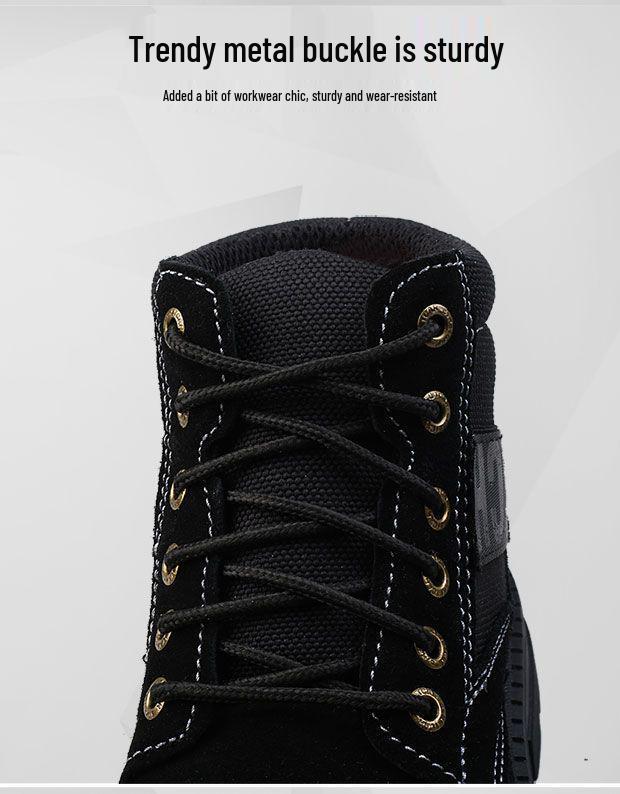 Herren Winter High-Top Stahlkappen-Arbeitsstiefel, Bruchsicher & Durchstichfest, Wildleder für Bau & Schweißen