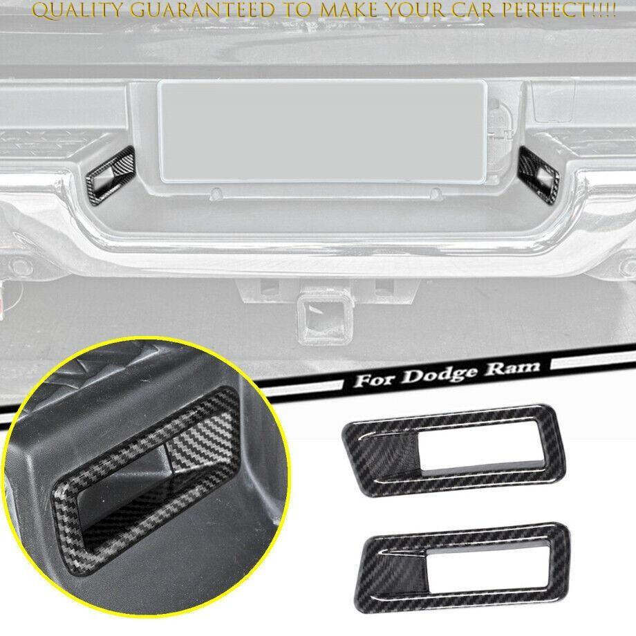 For Dodge RAM 1500 2019-2024 Carbon Car Rear License Plate Lamp Light Cover Trim