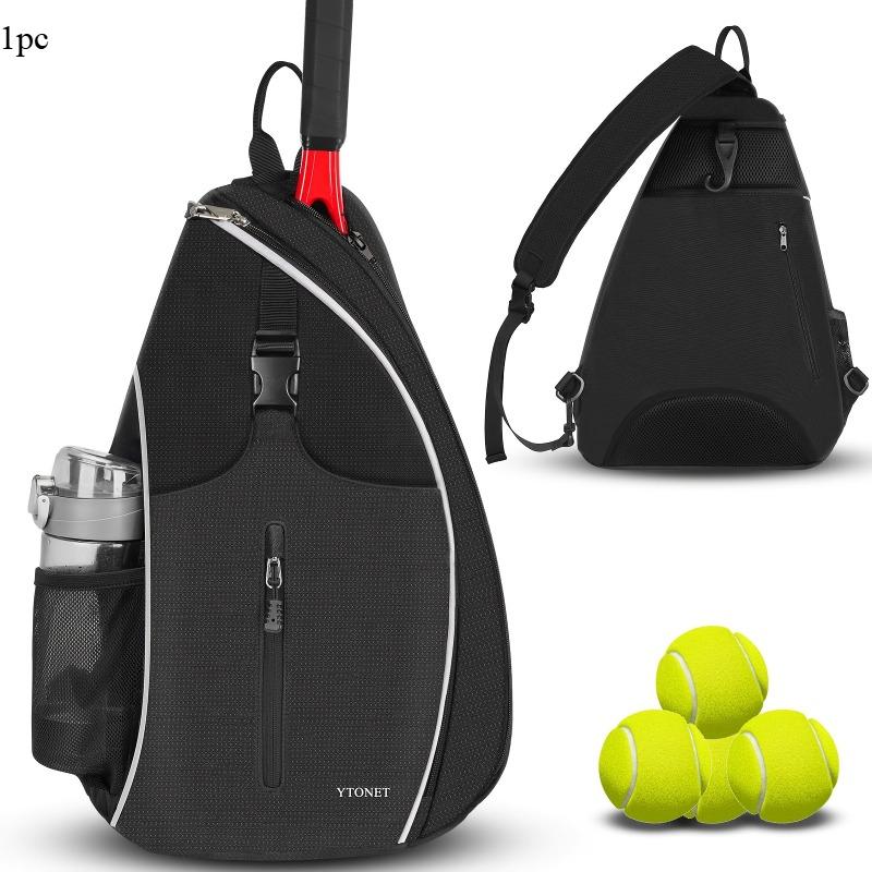 1Pc Unisex Tennis Backpack - Durable Polyester Sports Bag with Multiple Compartments, Adjustable Shoulder Straps and Safety Zip Closure For