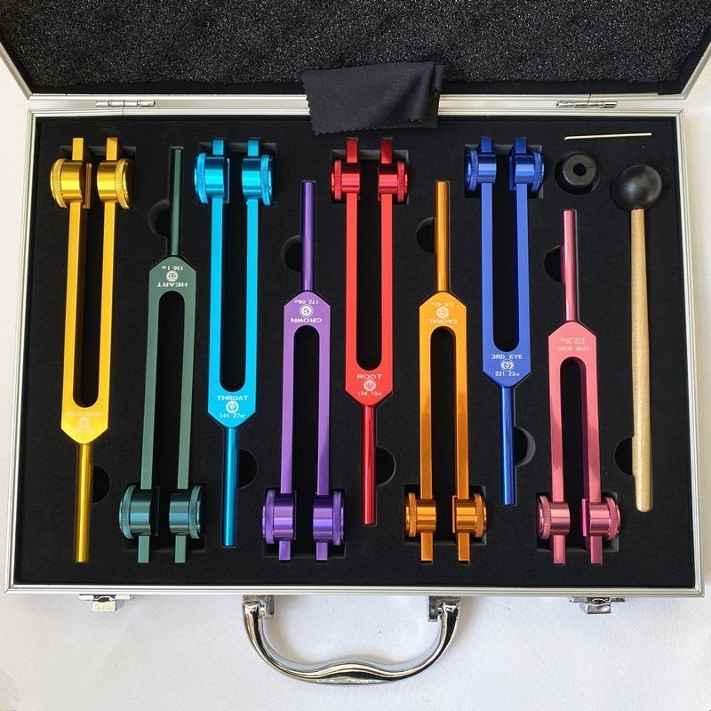 Colorful Aluminum Alloy Tuning Fork Set Resonance Tuning Forks for Healing Music Instrument Percussion Tuning Forks Healing Medical