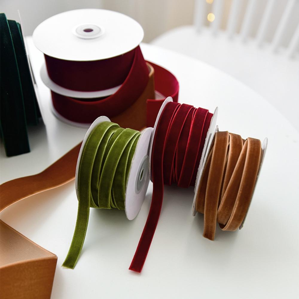 New Cloth Christmas Ribbon Bow Decoration Velvet Fabric DIY Bow Wrap Tie Single Sided Flocking Tape Christmas Decoration