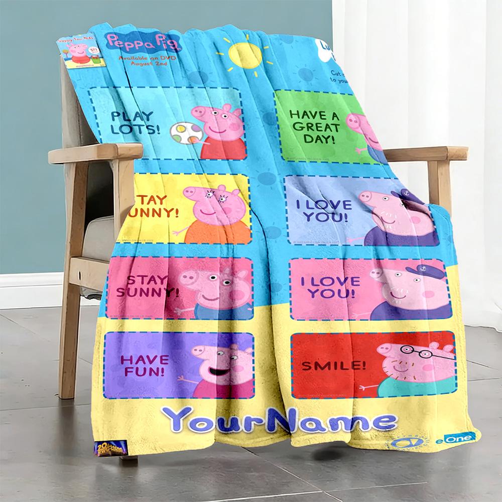 Peppa Pig Customize Text Blanket Lightweight Personalized Blanket Warmthful Decor Suitable for Office Chair Seaside Bedding Couch for All Occasions
