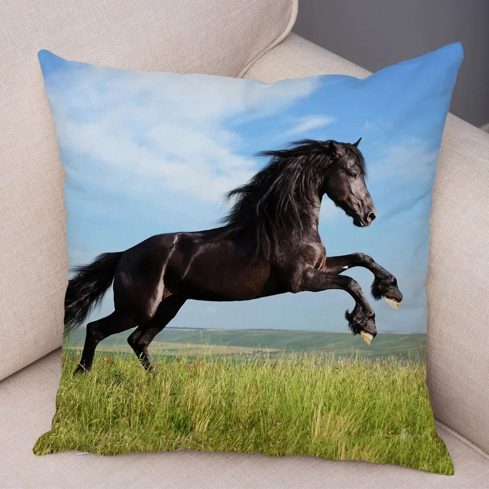 

Wild Horse Cushion Cover Decor Animal Print Pillowcase for Sofa Home Car Children Room Super Soft Plush Pillow Case ,(3) 66x66cm