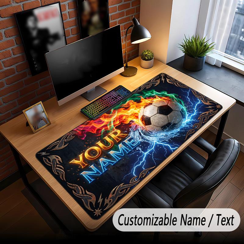 Soccer Theme Custom Mouse Pad Personalized With Name Text Customized Desk Mat For Office Home Decor