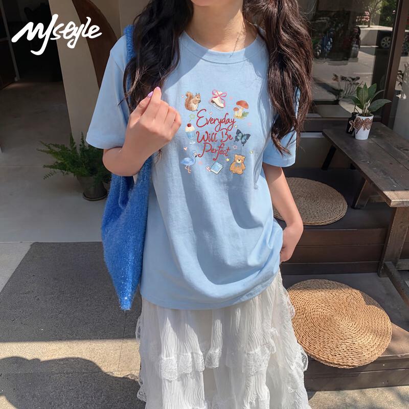MJ STYLE Women's Cotton Loose Fit Graphic T-Shirt