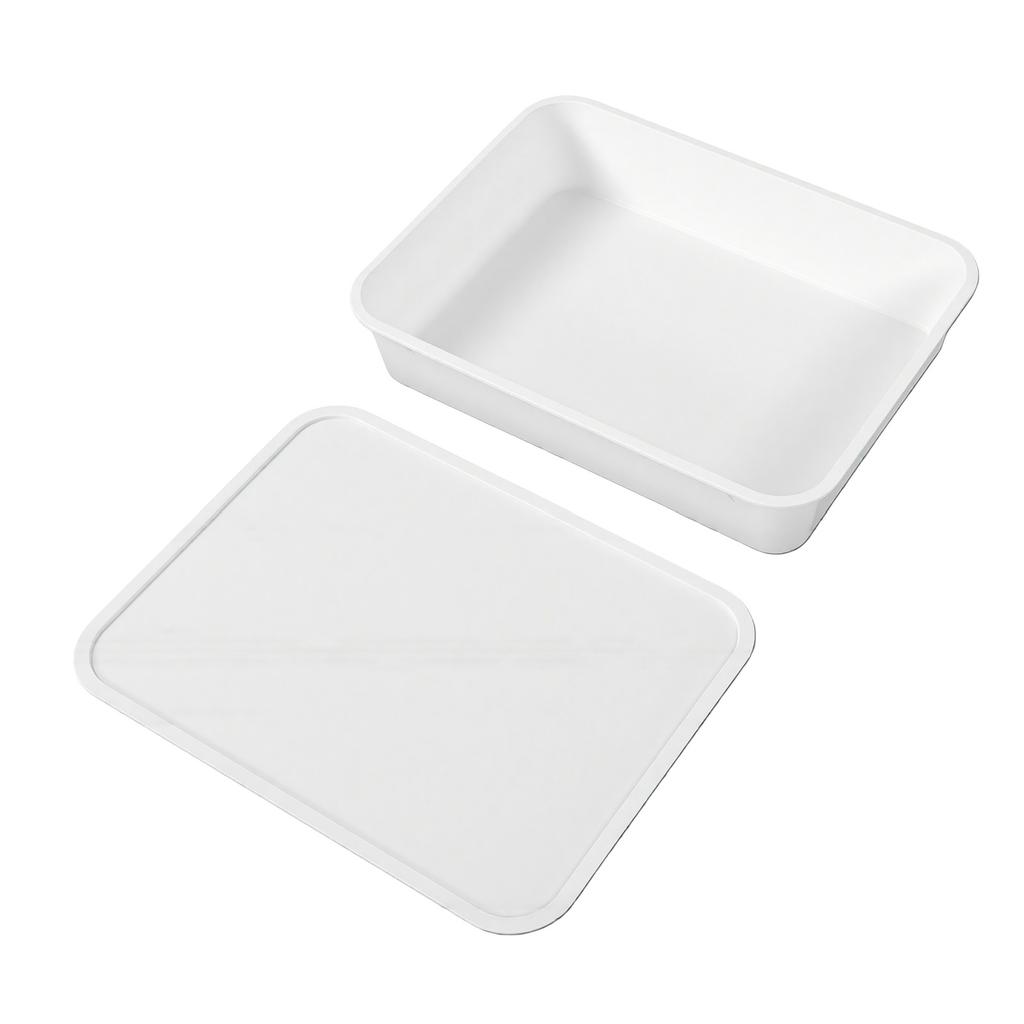 Pizza Dough Proofing Box PP Stackable Pizza Dough Tray Food Storage Container with Lid for Fridge Home Kitchen White