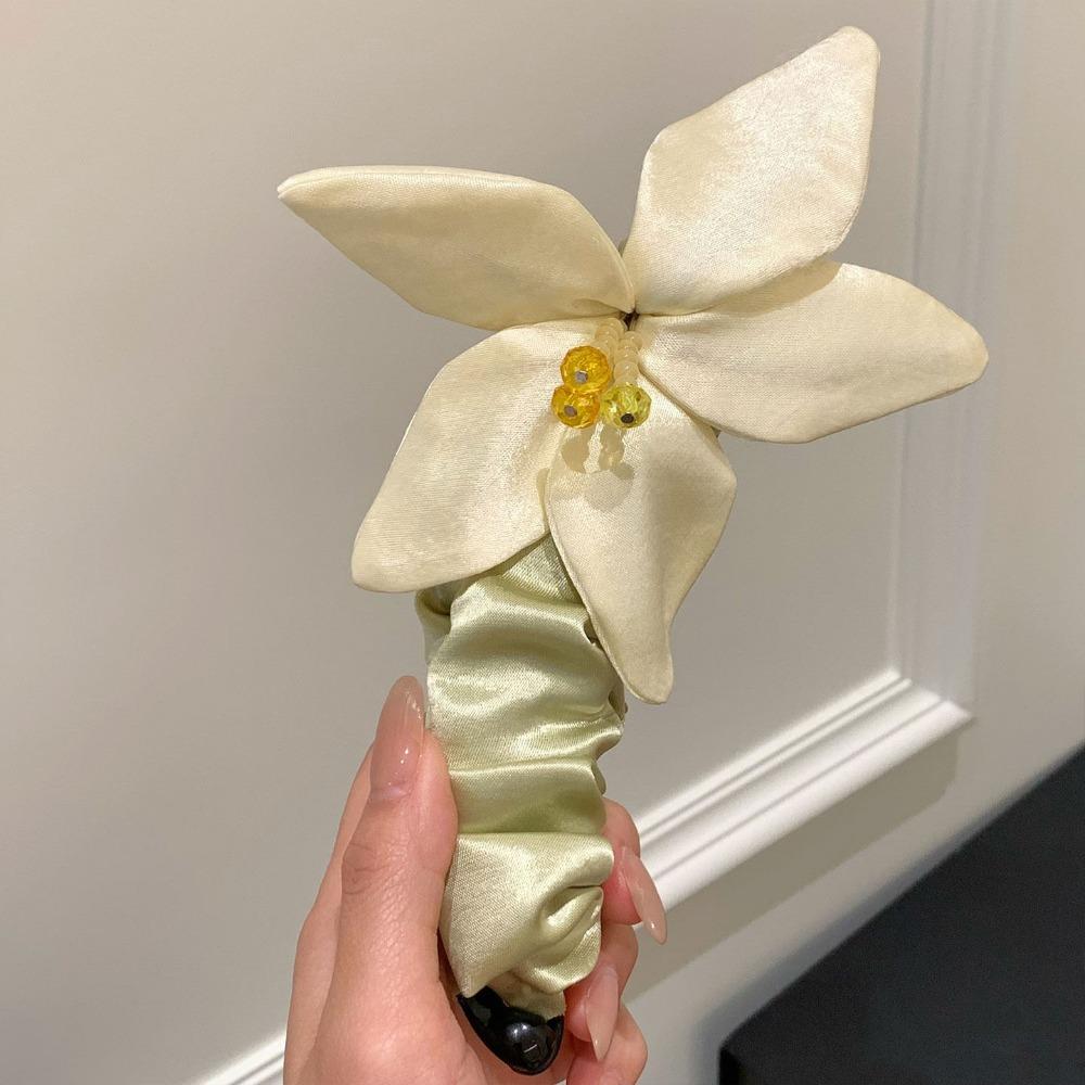 Non-Slip Flower Hair Clip Large Size Cloth Vertical Clip Retro Satin Banana Clip  Female