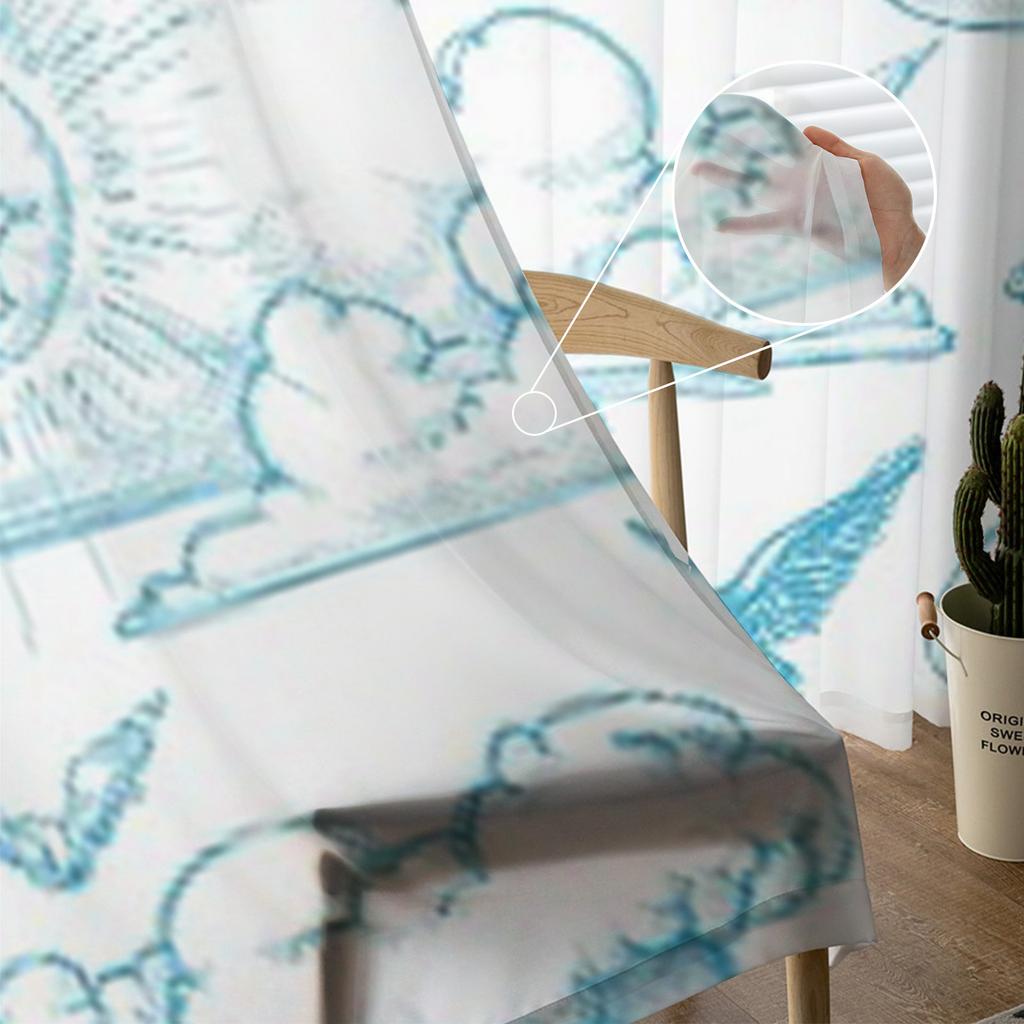 Sky racek mrak Luxusní šifonové průsvitné závěsy pro dekoraci obývacího pokoje ložnice Okenní voály Tylová záclona