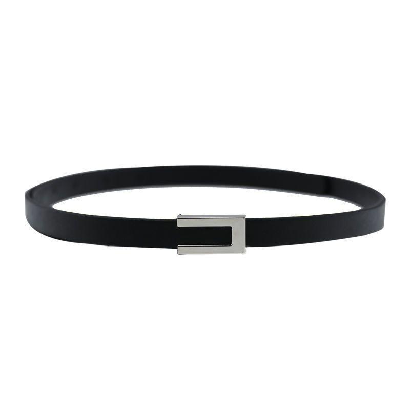 

Womens Sleek Adjustable Waist Belt With Smooth Buckle In Elegant Color Black Silver Buckle