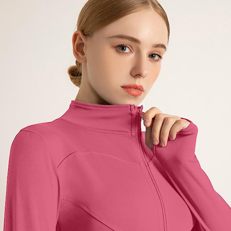 Vysoce elastický stojáček Slim Fitness oblečení Slim jógový top Sportovní bunda Jógové oblečení