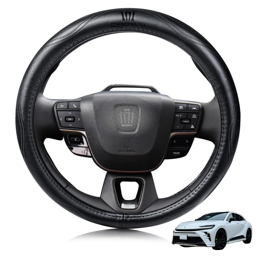 ElitingCar Toyota Crown Compatible Steering Wheel Premium Genuine Stylish Abrasion Stain 3D Car Reinforced Aging Easy Interior Dress Up Your Round 1
