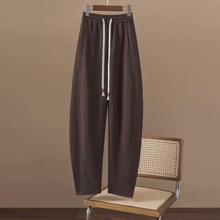 "European Niche Design Loose Casual Women's Pants: Slim, All-Match, Spring/Autumn Banana & Sickle Sweatpants"