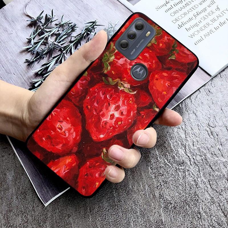 Phone Case For Moto G86 G85 G75 G15 G05 G56 G72 G53 G54 G84 G60 G31 G32 G24  G 5G G Play Strawberry Cat Cartoon