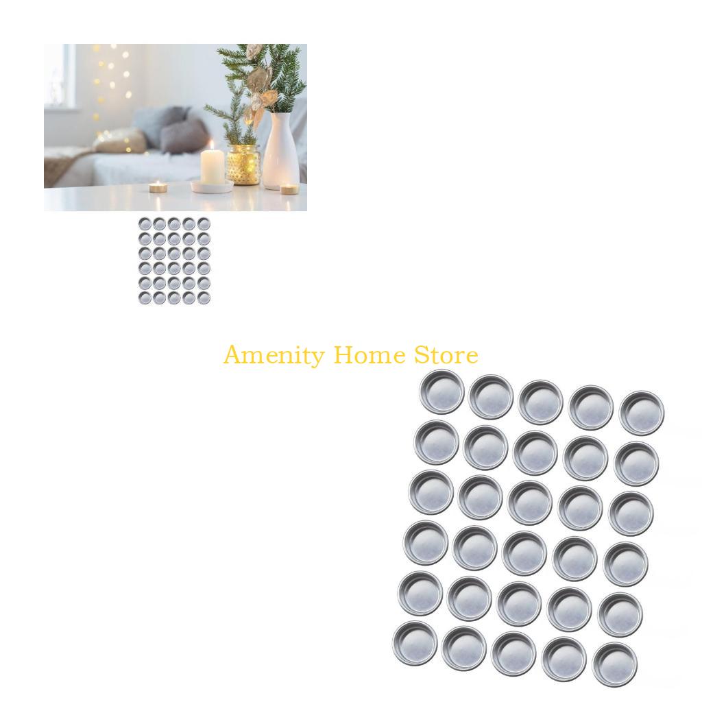 F26C Pack of 30 Candle Tins Jar Cups for DIY Candle Making Aluminum Round Containers Tealight Bases for Creative Projects