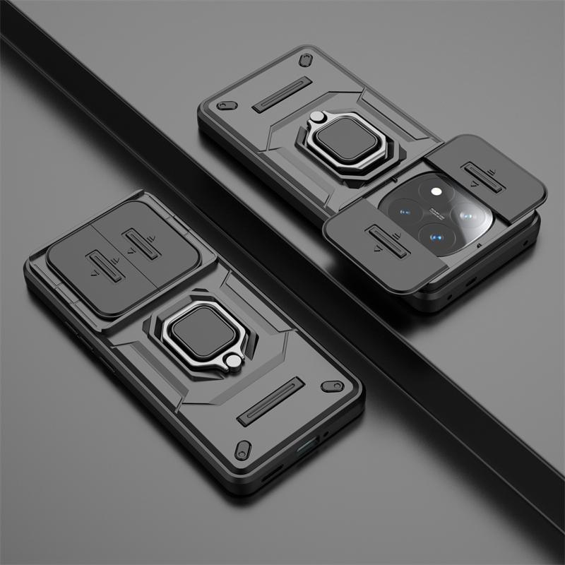 Ring Bracket Phone Case For Xiaomi Redmi Note 14 Pro Plus 5G China Celulares For Redmi Note 14 Sliding Window Funda Cover